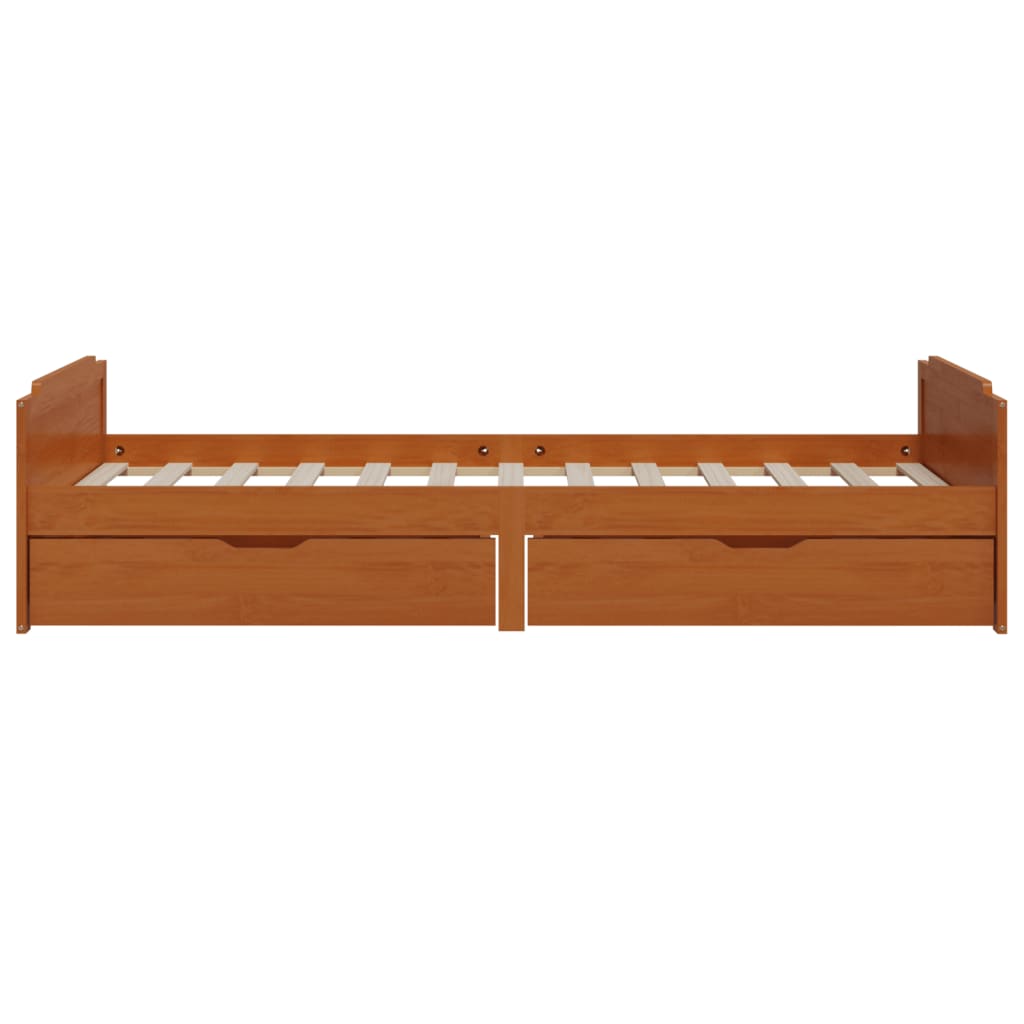 Vidaxl Bed Frame With Drawers, Honey Brown, Pine, 90 X 200 Cm