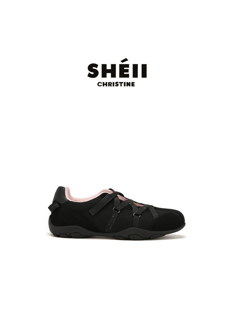 Cowhide Version Su Yinyin Same Korean Blogger Cross Belt Functional Style Ballet Mary Jane Casual Shoes Women's Sports Shoes