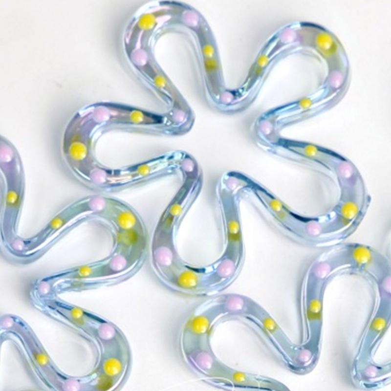 Resin Five-Petal Flower Loose Beads Double Side Flower Charm Pendant DIY Accessories Necklaces Earring Jewelry Making