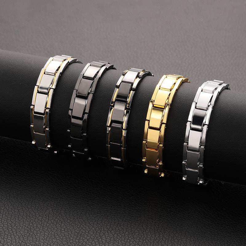 New Men Magnetic Bracelet Magnetic Therapy Hematite Titanium Steel Bracelet Removable