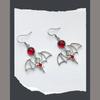 Charm Gothic Sliver Color Hollowed-out Vampire Bat Red Crystal Dangle Earrings for Women Halloween Party Dracula's Bride Jewelry