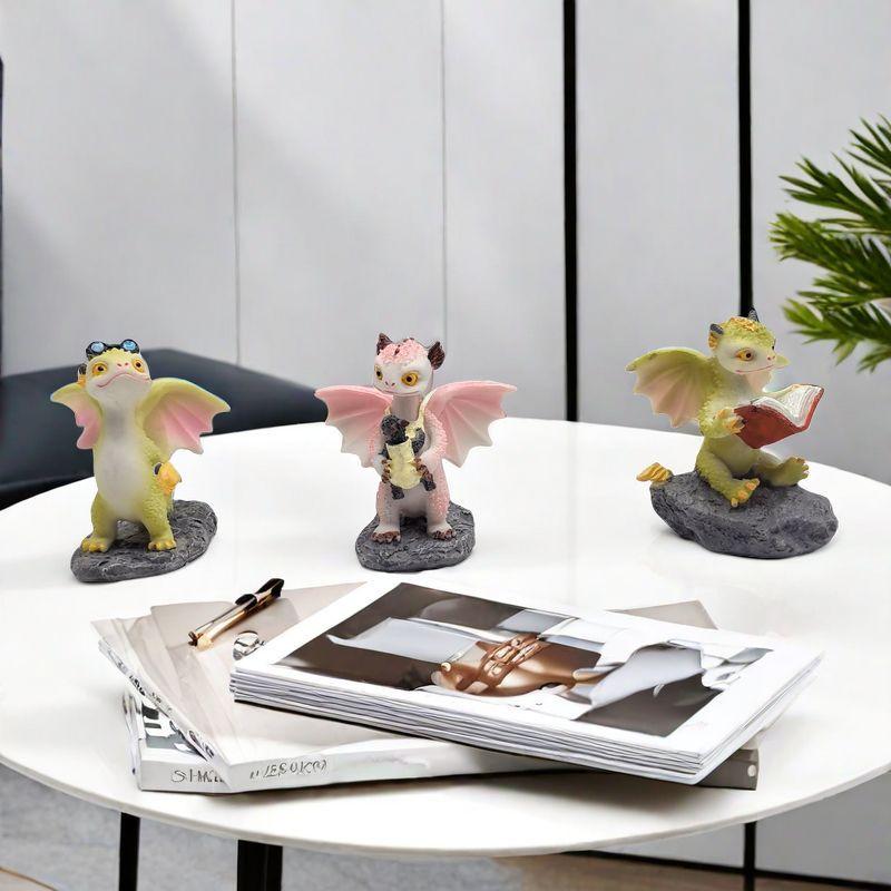 Cute Dragon Ornament Resin Miniature Statue Garden Succulents Home Bedroom Room Decoration Crafts Resin Home Decor Figurine Gift