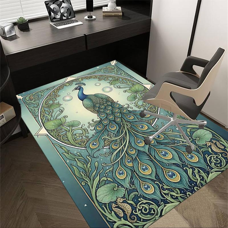 1PC Peacock Art Nouveau Extra Large Non Slip Floor carpet, Office, family, bedroom, Studio   Large Area Rug Indoor Rugs, , Vibrant Colors