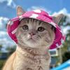 Pet Sun Hat with Ear Holes Adjustable Tie-Dyed Bucket Hat Outdoor Round Brim Sun Protection Hat for Small Medium Dogs Cats