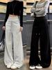 Women's Black High-Waisted Wide-Leg Sweatpants - 2025 Autumn/Winter Casual Slimming Loose Fit
