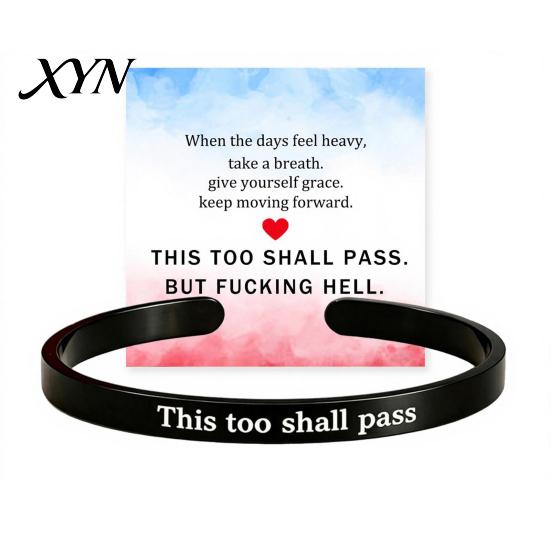 Bracciale da Donna Ispirazionale a Bracciale, Braccialetto con Mantra 'Anche Questo Passerà', Bracciale da Uomo Motivazionale con Messaggio Nascosto, Regolabile, Incoraggiamento