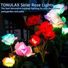 Solar Garden Lights - Outdoor Solar Lights, 7-Color Color Changing Rose Lights, Garden Decor, Enlarged Solar Panels, More Realistic Roses