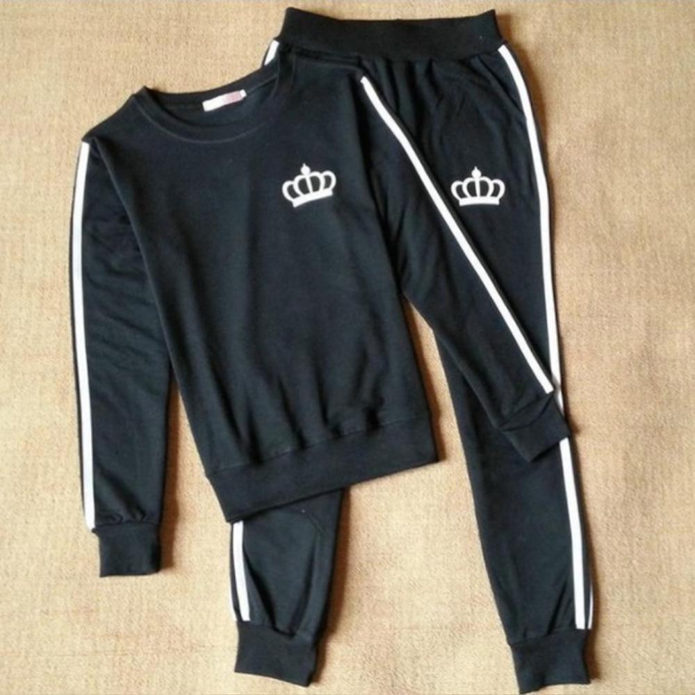 Outdooor Casual Dres Bluzy Sweter z polaru + Elastyczne spodnie sportowe Damskie sportowe kombinezony do joggingu z okrągłym dekoltem