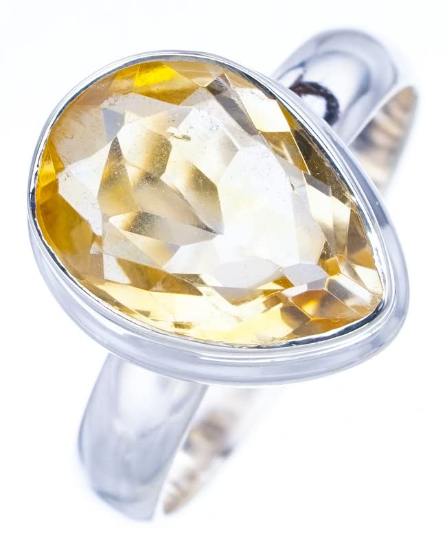 

StarGems® Natural Citrine Handmade 925 Sterling Silver Ring 8.75 F0371