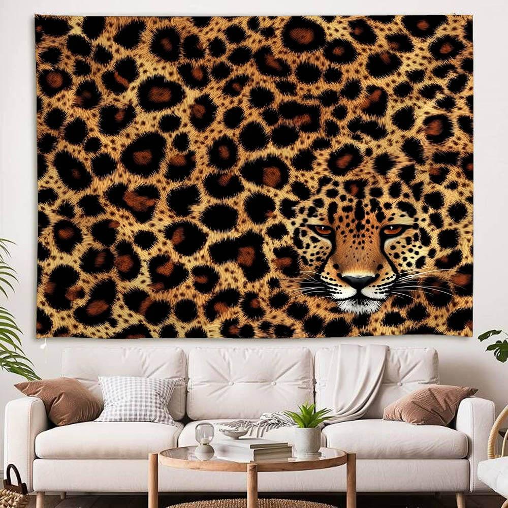 Wild Brown Leopard Print Tapestry Animal Wall Hanging for Living Room Bedroom Dormitory Wall Art Decoration Blanket Picnic Mat