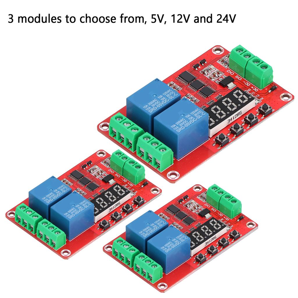 Time Delay Relay Multi Functional 2-Channel Self Lock Cycle Timing Module Board