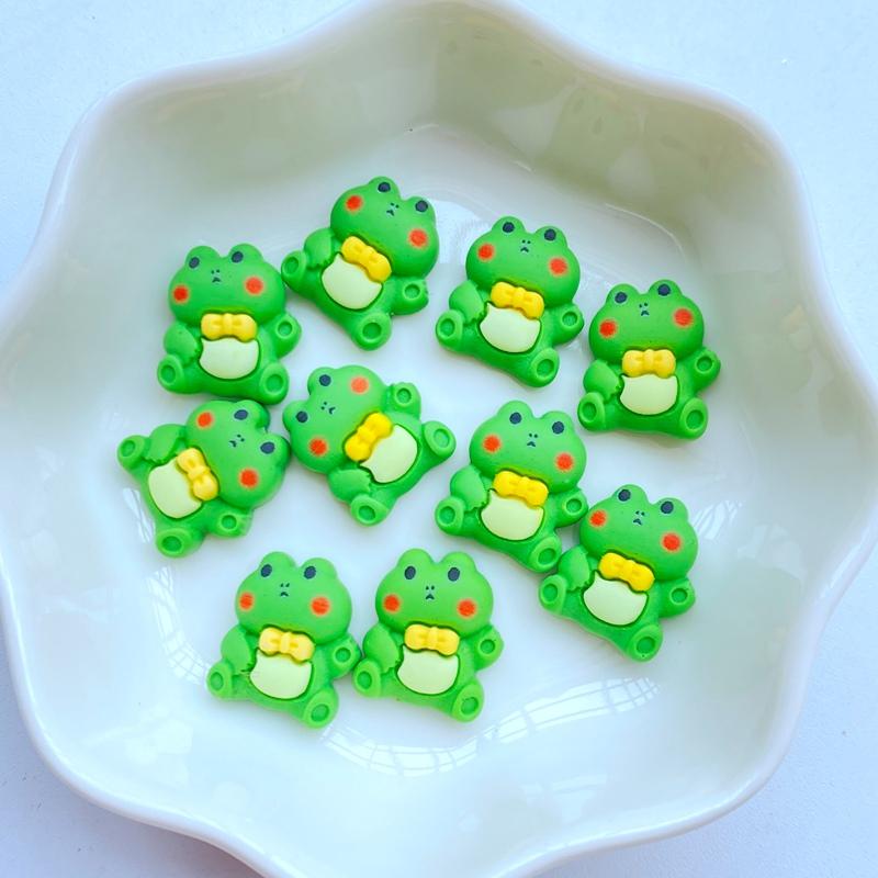 20Pcs New Cute Resin 12*13mm Mini Cartoon Frog Series Flat Back Fit Phone Deco Parts Embellishments for Hair Bows Accessories