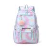Kawaii Farbverlauf Sternenmuster Rucksack für Mädchen Schultasche mit Plüsch-Bommel Teenager Schüler Lässiger Tagesrucksack Reise Rucksack