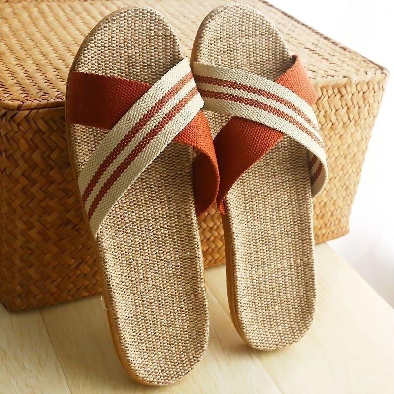 Linen Cool Slippers Indoor Temperament Hemp Drag Light Slippers Male and Female Couples