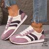 Women's Large Size Leather Color-Block Breathable Casual Shoes Flat Light Sports Single Shoes Running Shoes