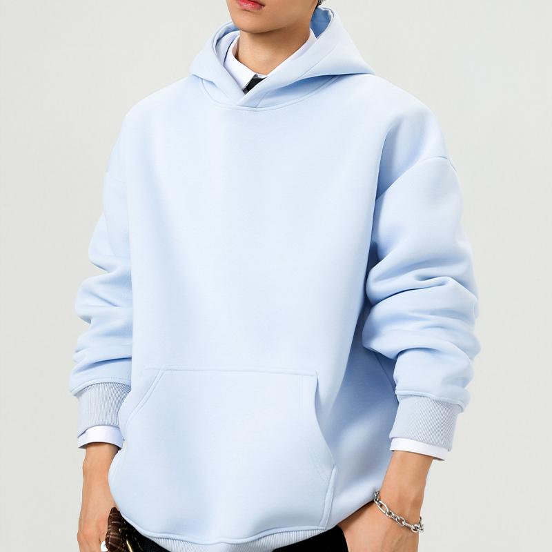 

Осень Зима Мужские Однотонные Худи Мода Мужские Повседневные Толстовки Мужские Харадзюку Теплые Оверсайз Хип-Хоп Уличная Одежда Пуловеры XXXL светло-синий