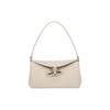 Bolso Tote de Hombro de Cuero con Mango de Bambú Metálico de Color Sólido Bolsos Pequeños para Mujer Blanco 10230HPN555
