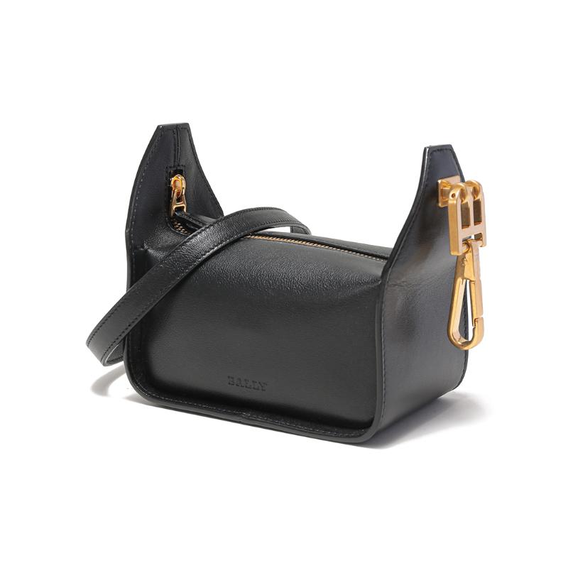 Bally Solid Color Zipper Closure Leather Pillow Bag Crossbody Shoulder Bag Women Bags Black 6303098
