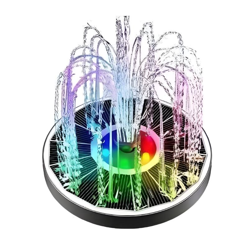 Round Sun Operated Water Display With Dynamic Color Lighting Great For Small Water Features And Gardens