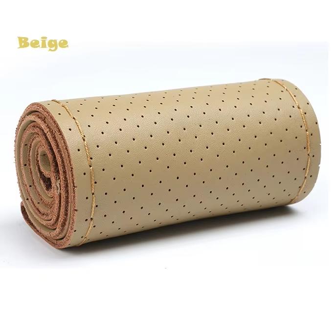 

Чохол на кермо автомобіля Шкіряний плетений чохол на кермо для автомобіля Вантажівки DIY 38см Покриття з голкою та ниткою Захист Деталі інтер єру бежевий