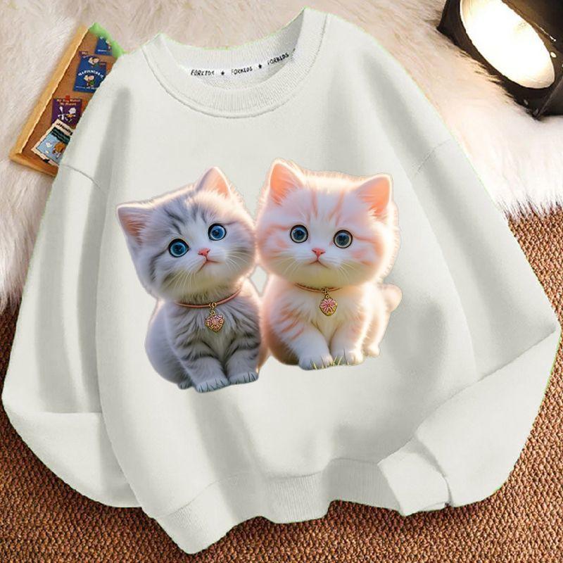 Cute Little Cat Hoodie for Children, Long-sleeved Loose Coat for Boys and Girls in Spring and Autumn