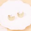 Retro and Unique Bamboo Joint Texture Wide C-shaped Stud Earrings, Simple, Fashionable, Exquisite and High-end