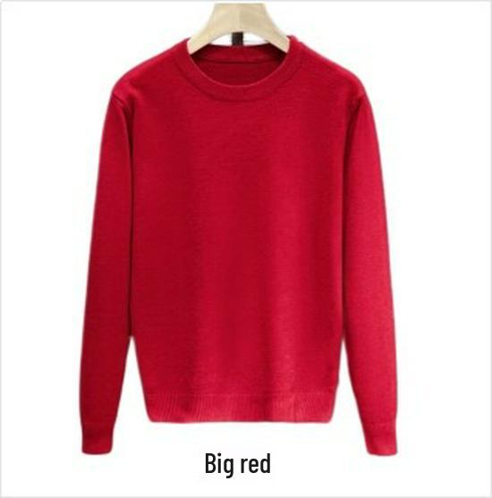 Men's Round Neck Solid Color Casual Knit Sweater - Trendy and Handsome Pullover for Autumn Winter