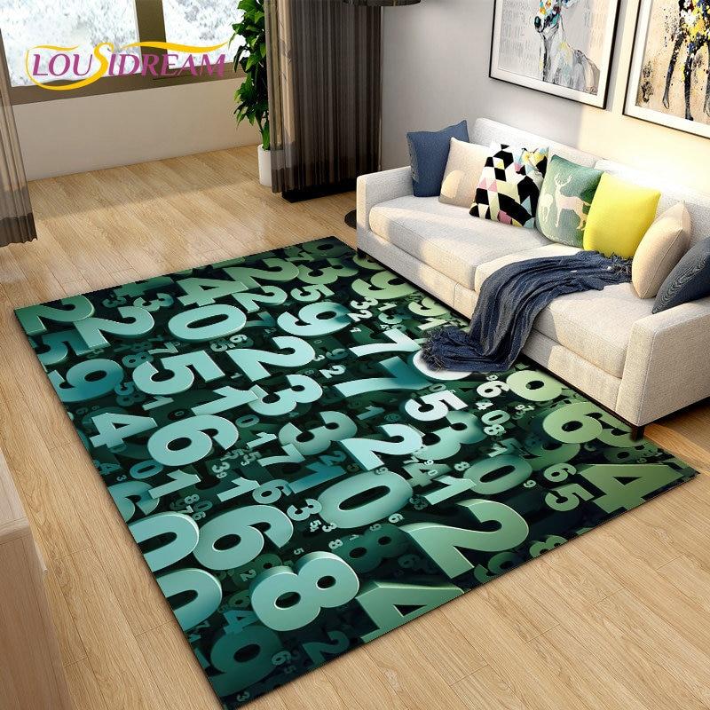 3D Letter Number Retro Nostalgia Area Rug,Carpet Rug for Living Room Bedroom Sofa Doormat,Kids Play Crawling Non-slip Floor Mat
