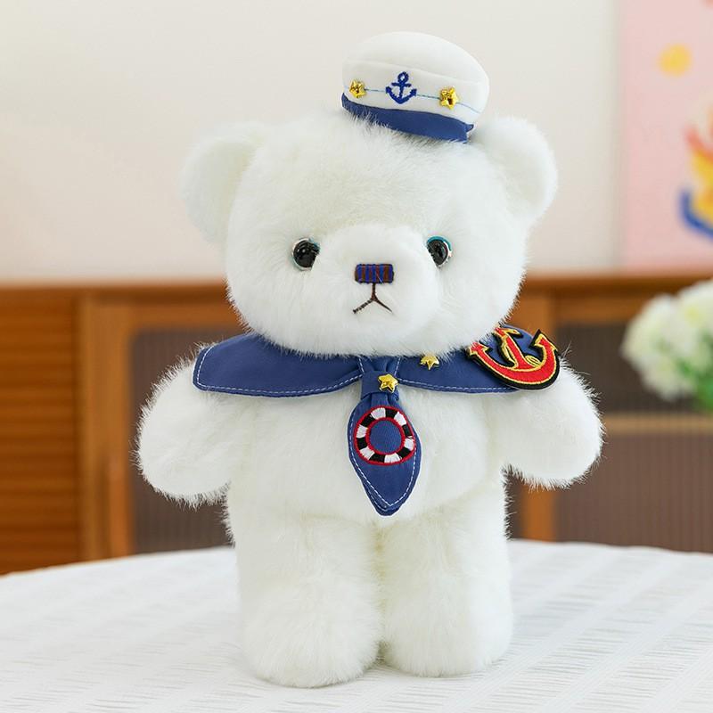 Soft Plush Bear In Navy Uniform Boys Teens Men Birthday Gift Office Decor Collectible Toy
