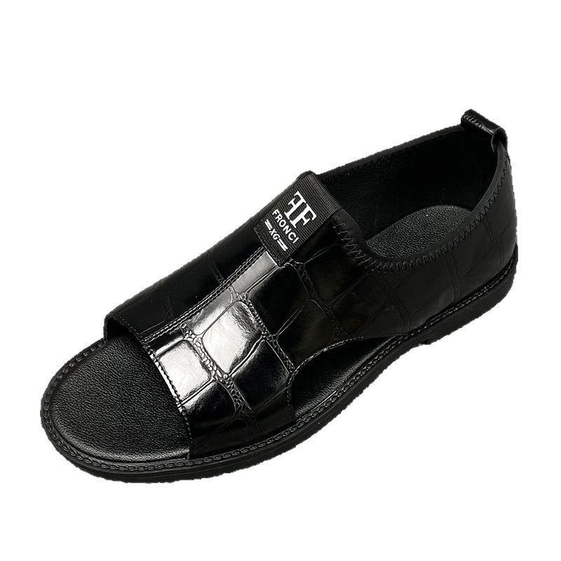 Men's sandals 2025 new men's beach shoes non-slip outer wear casual large size 47 48 leather sandals men