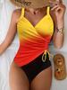 2025 Sexy Tight Drawstring One-Piece Bikini - New European & American Hot Spring Swimwear