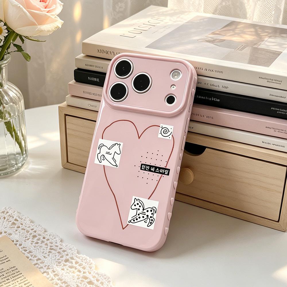 Hand-painted Love Applies To Apple 15 Mobile Phone Case 17PM Protective Case 17/16PRO New Niche iPhone Anti-drop