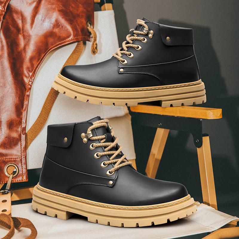 Man Elevator Ankel Boots Height Increase Shoes for Men Insole 6CM Platform Shoes Lift Women High Heel Leather Boots Plus Size 46