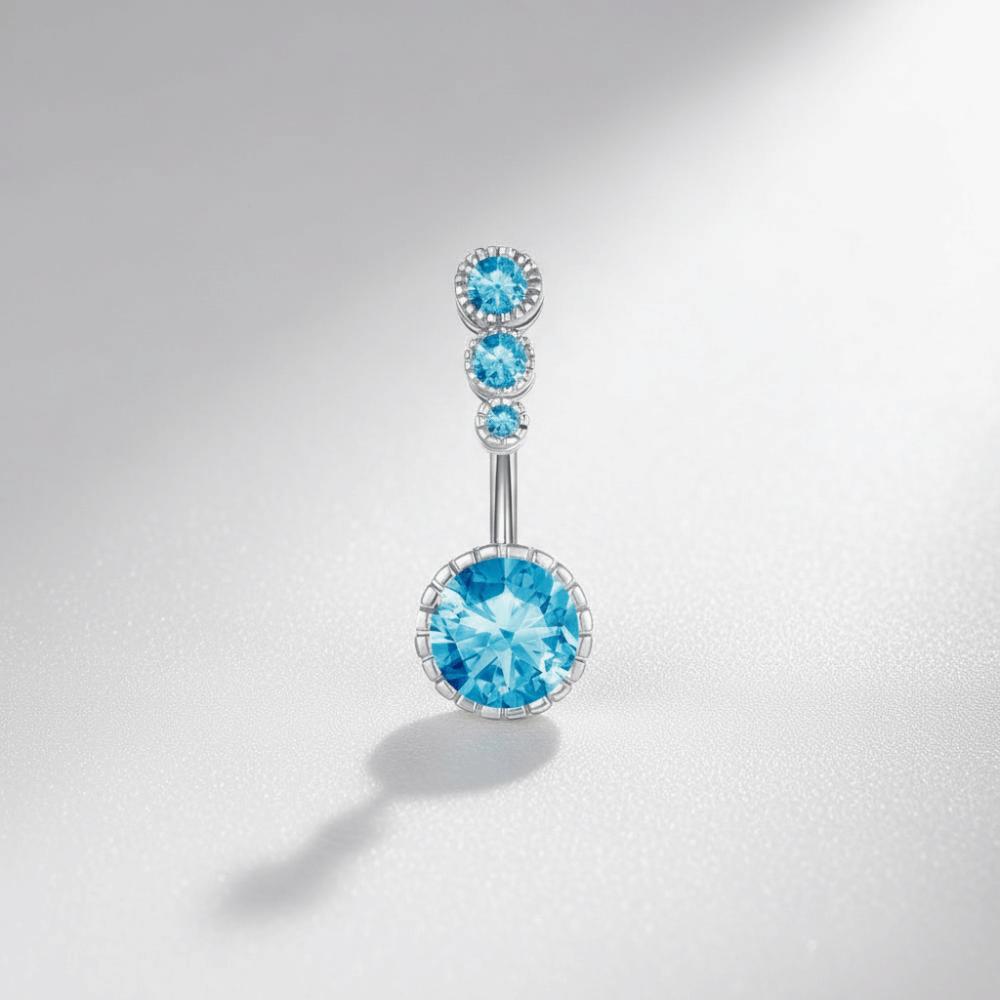 Elegant Gem Navel Piercing Copper Shiny Body Jewelry Fashion Crystal Ball Belly Button Rings  Men