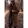 Damen Kapuzen Langarm Teddy Mantel Lockerer Schnitt Alpaka Fleece Tasche Winter Freizeit Übermantel