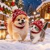 Soft Puppy Knitted Hat Autumn Winter Cat Woolen Hat Pet Button Knit Scarf Hat  Spring Festival