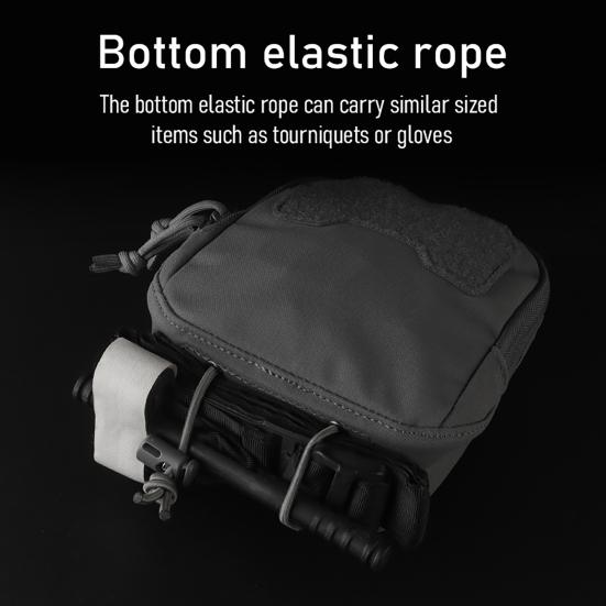 Outdoor Tactical Bag with Elastic Band Hunting Camping Hiking Tactical Gear Flashlight Accessories Storage Bag Multi-purpose Zipper Pouch