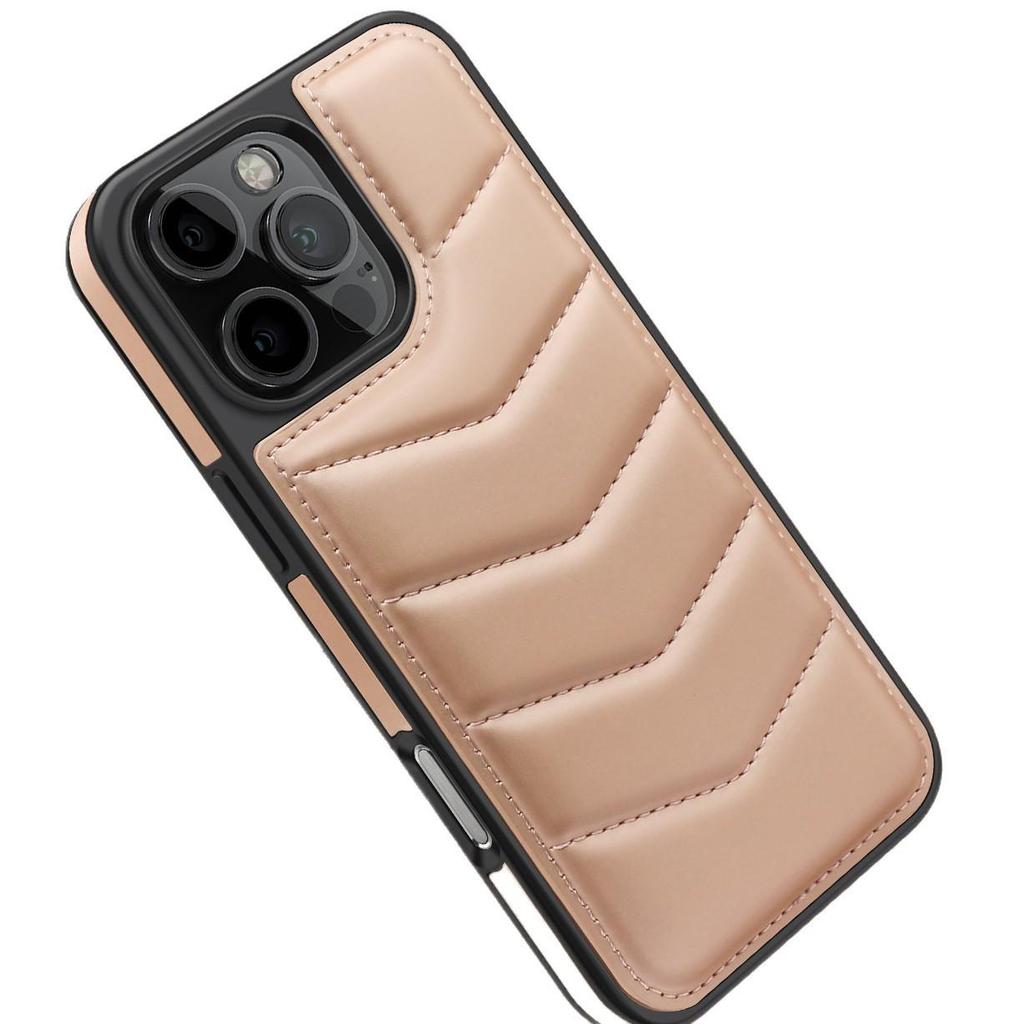 Apple 16 Pro Max Phone Case with Invisible Stand, Magnetic iPhone 15 Card Slot, and Leica Down Jacket Design.