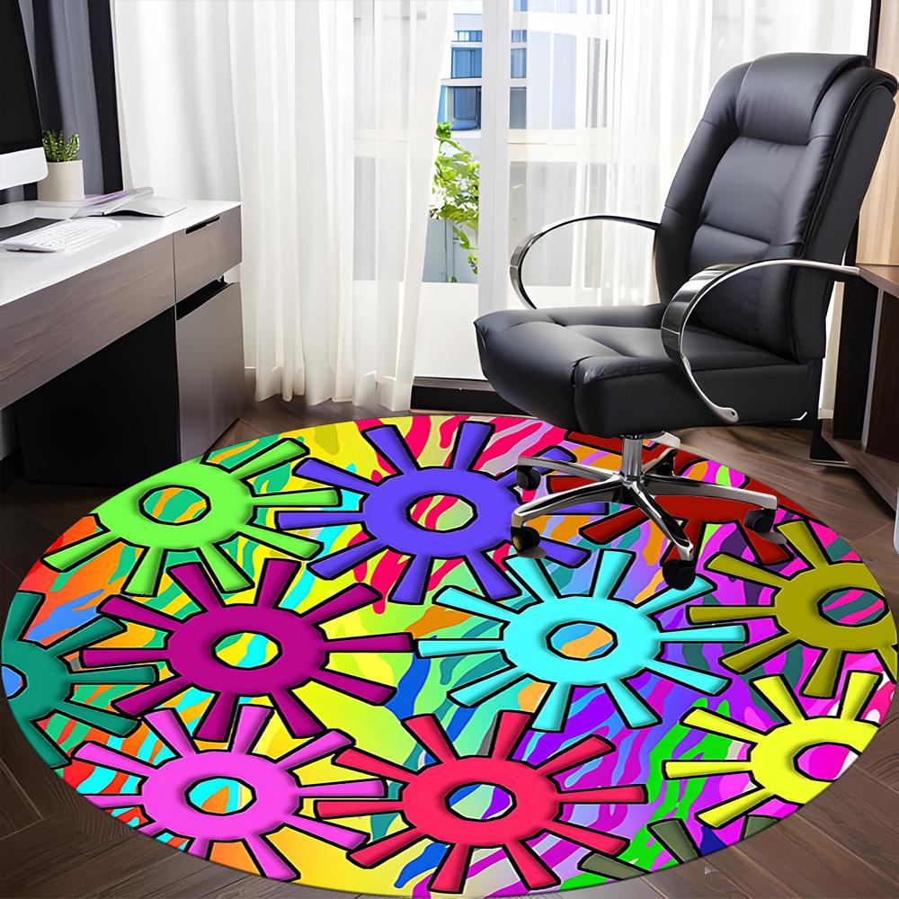 

1pc Colorful Pattern Chair Carpet for Office, Soft Flannel Throw Mat, Perfect for Office, Holiday Party Decoration Choice yy260320146 80cm by 80cm