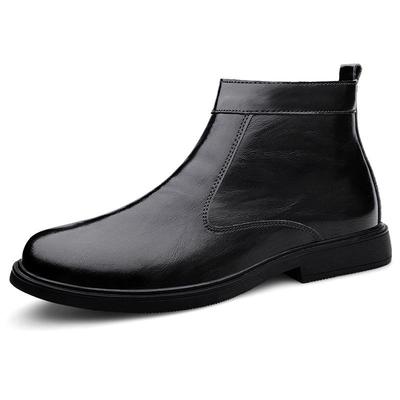 Herren Chelsea Boots in Übergröße, mit Fleece gefüttert, zum Hineinschlüpfen, mittelhoher Schaft, Rindsleder, Lässige Stiefeletten für Herbst/Winter. Erhältlich in den Größen 46-48.