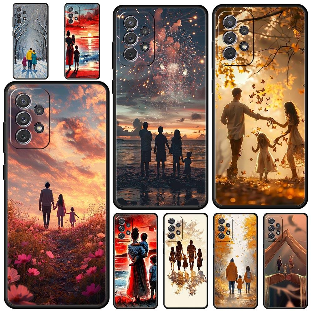 A Family Of Three Phone Case for Samsung Galaxy A55 A35 A15 A14 A13 A25 A54 A51 A71 A72 A73 A32 A52 A41 5G Soft TPU Shell Fundas