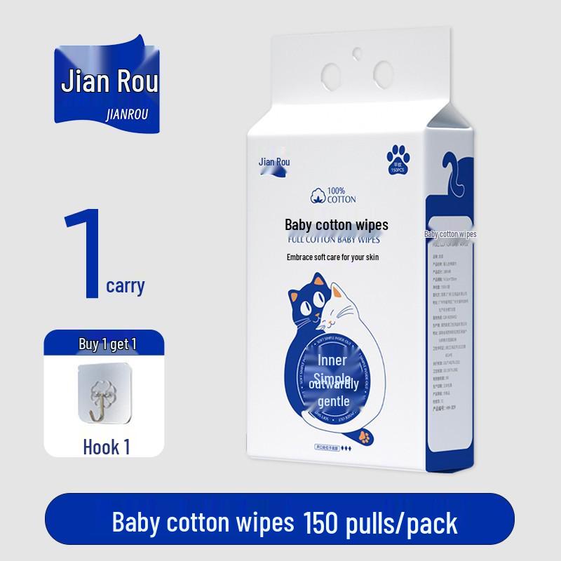 Jianrou Disposable Baby Face Towels - Soft, Pure Cotton Pull-out Cleansing Wipes
