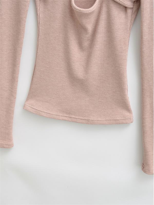 Pure Desire Slimming Hollow Long Sleeve Women's Chic Top