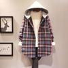 Women's Plaid Hooded Mid-Length Shirt, 2024 Spring/Autumn Korean Style, Casual Versatile Loose Fit.