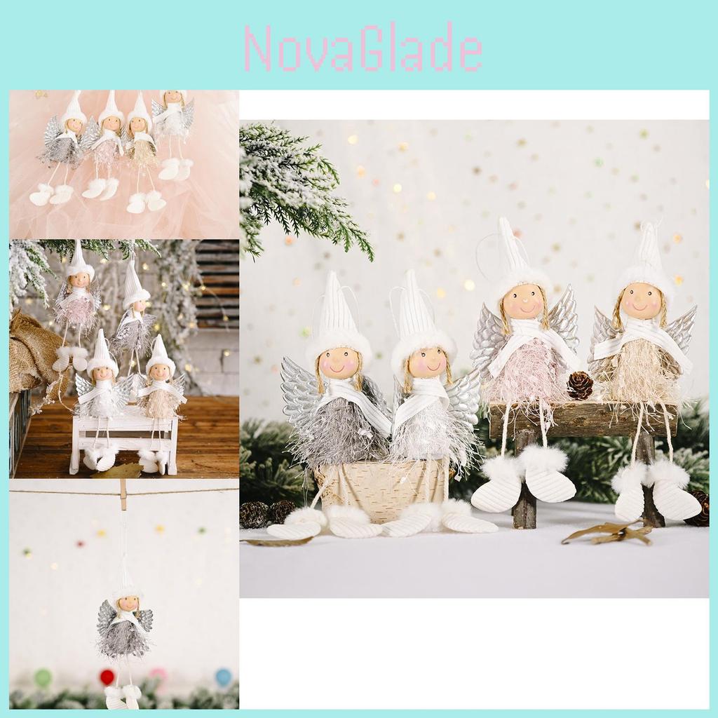 Soft And Adorable Christmas Hanging Angel Ornament With Plush Wings For Festive Decor