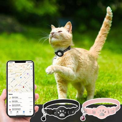 קולר חתול GPS עם רצועה מחזירת אור, מכשיר מיקום חיות מחמד מיני בזמן אמת, מאתר עמיד למים נגד אובדן לחתלתול חיצוני A1 H9S3