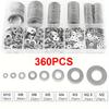 80/180/360/540/720pcs M2 M2.5 M3 M4 M5 M6 M8 M10 Stainless Steel Flat Washer Plain Gaskets Metal Washers Rings for Screw Bolt Assortment Kits