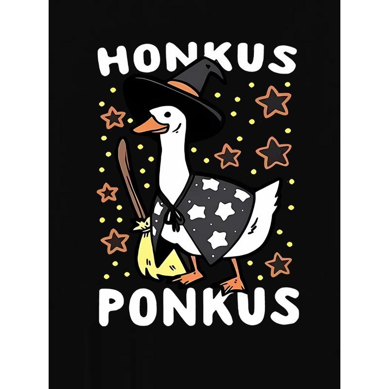 Evropské velikosti Honkus Ponkus Tričko s grafickým potiskem husy pro ženy, Ležérní s kulatým výstřihem