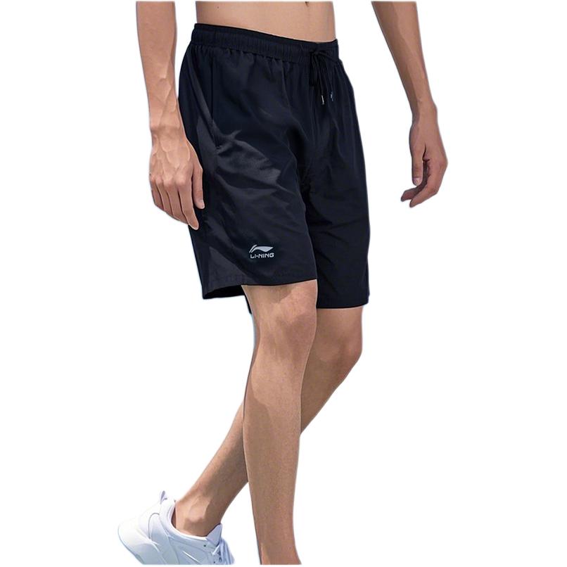מותג Li Ning לוגו גדול מכנסי ספורט קז'ואל לגברים מכנסיים קצרים כחול AKSS467-3