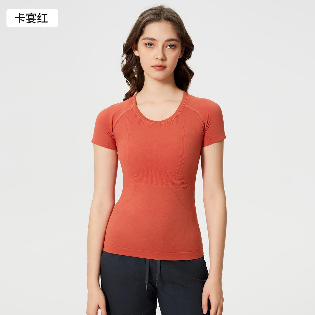 Spring and Summer New Women's Short-sleeved Crew Neck Sports T-shirt Running Fitness Top Slim-fitting Breathable Yoga Short-sleeved S1011